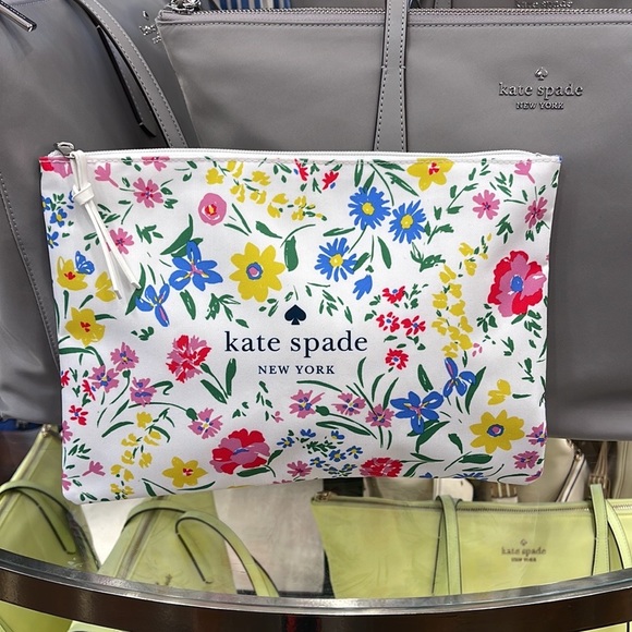 Kate Spade Large Canvas Floral Print Zip Pouch - Picture 4 of 16
